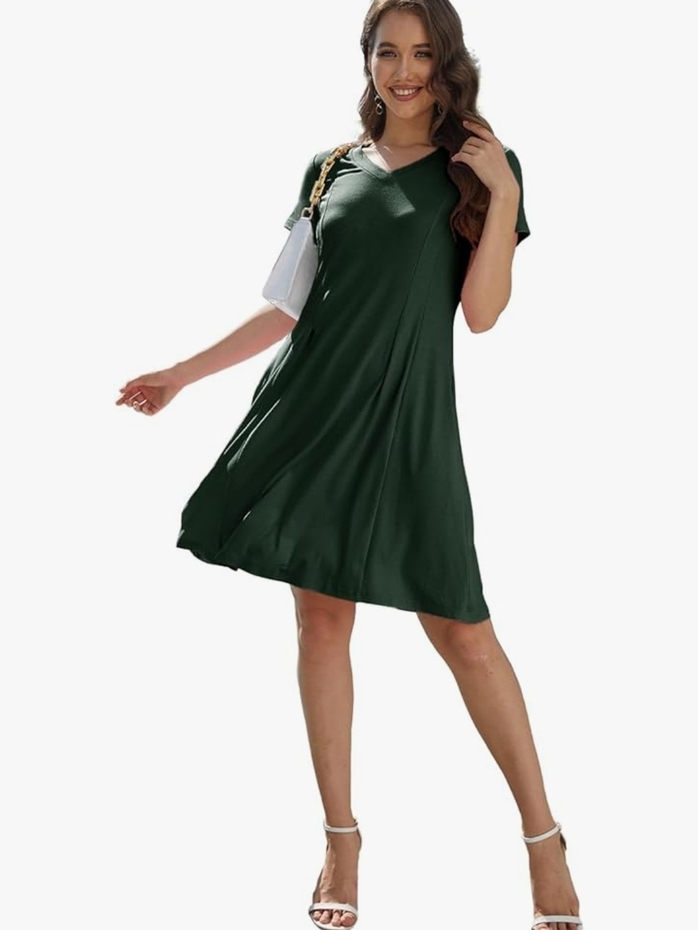 Everyday Casual Summer Swing Tee Dress in Green XXL New